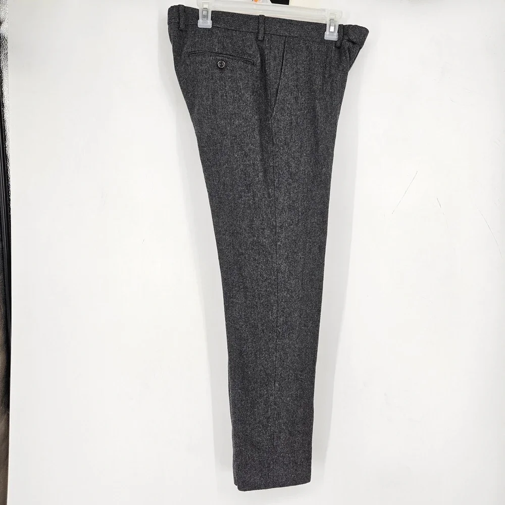 J Crew Bowery Pants Mens 32x32 Gray Wool Polyester Blend Flat Front Casual‎